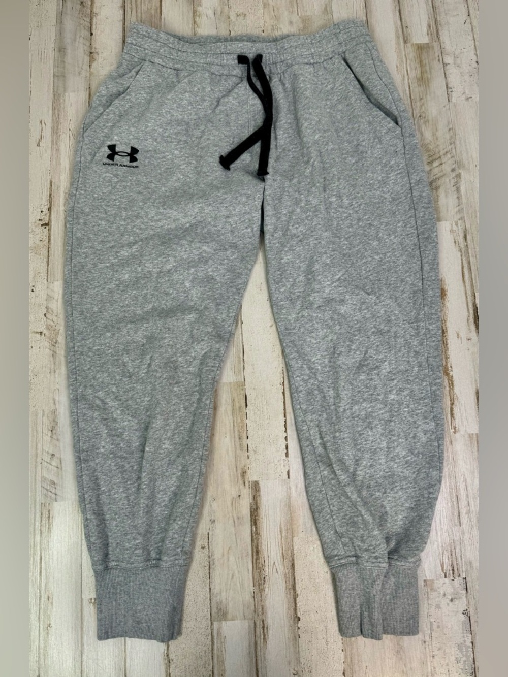 Under Armour Joggers Mens Large Gray Loose Drawstring Fleece Tapered Sweatpants - Picture 2 of 10